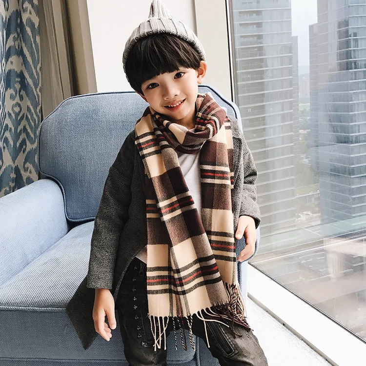 Модный детский шарф 190*34 см хлопок Бандана Хиджаб зимнее одеяло милый детский шерстяной шаль из пашмины Обертывания шарфы - Цвет: 8