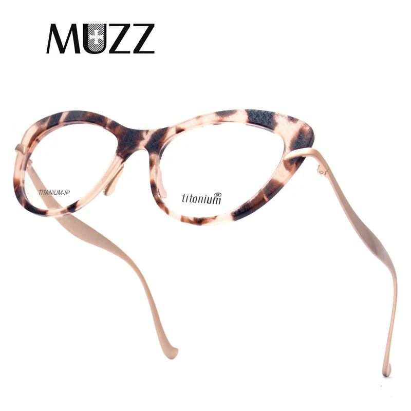 MUZZ очки из чистого титана, оправа кошачий глаз, Женская оправа для близорукости, прозрачные оптические очки по рецепту, дизайнерские очки, бренд, ручная работа