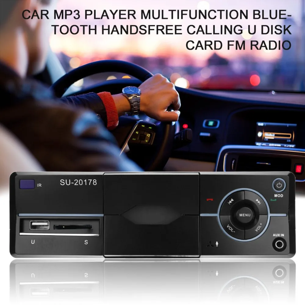 

Car MP3 Player Multifunction FM Receiver Bluetooth Handsfree Calling U Disk Card FM Radio With remote control Mobile Phone Rack