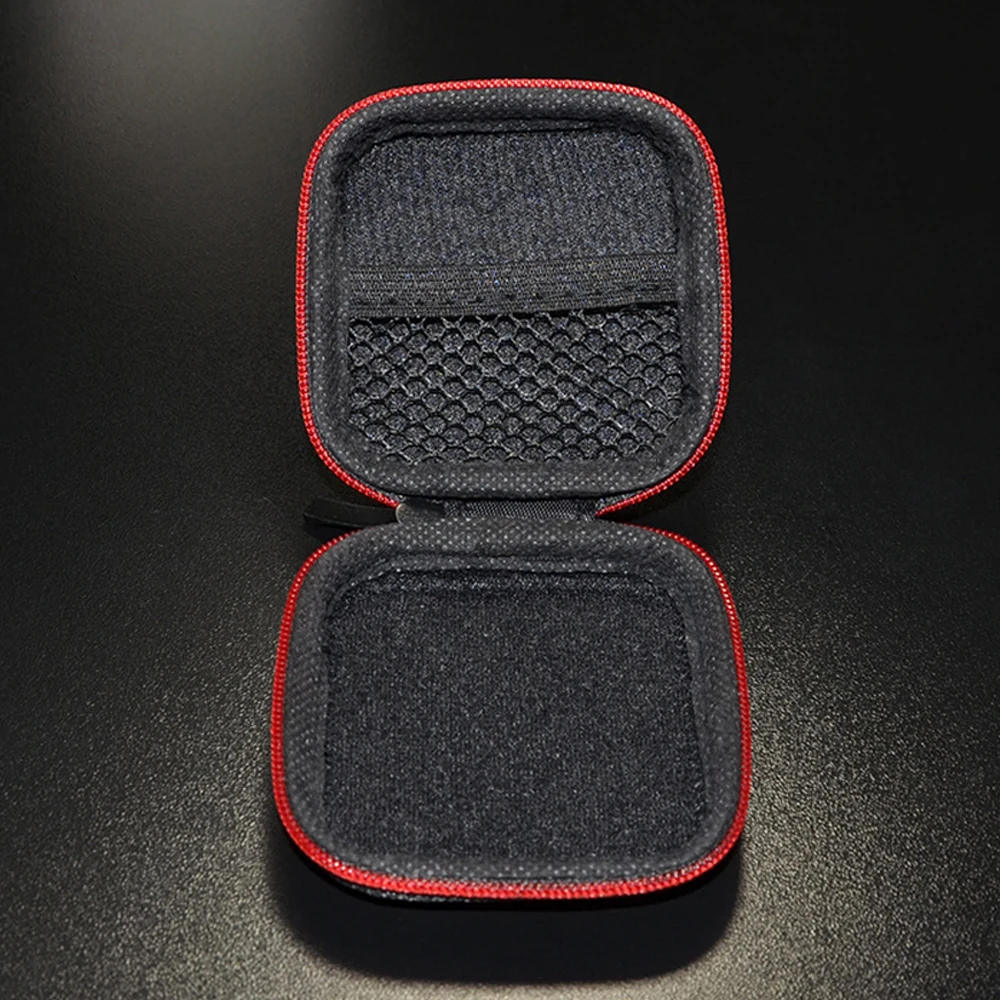 Black Fiber Zipper Headphones Earphone Earbuds Hard case Storage