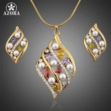 AZORA Increíble Plateó Stellux de Cristal Austriaco Stud Pendientes y Colgante Collar TG0016