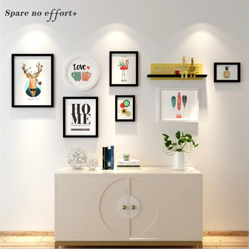 

Vintage Style 7pcs Collage Picture Frame Porta Retrato Wood Photo Frame Set for Picture Living Room Decoration Wall Photo Frames