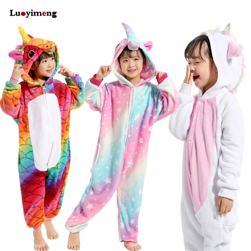 Кигуруми пижамы для детей девочек Единорог аниме панда Onesie детский костюм мальчик пижамы одеяло комбинезон для малышей Licorne Sleepers - изображение