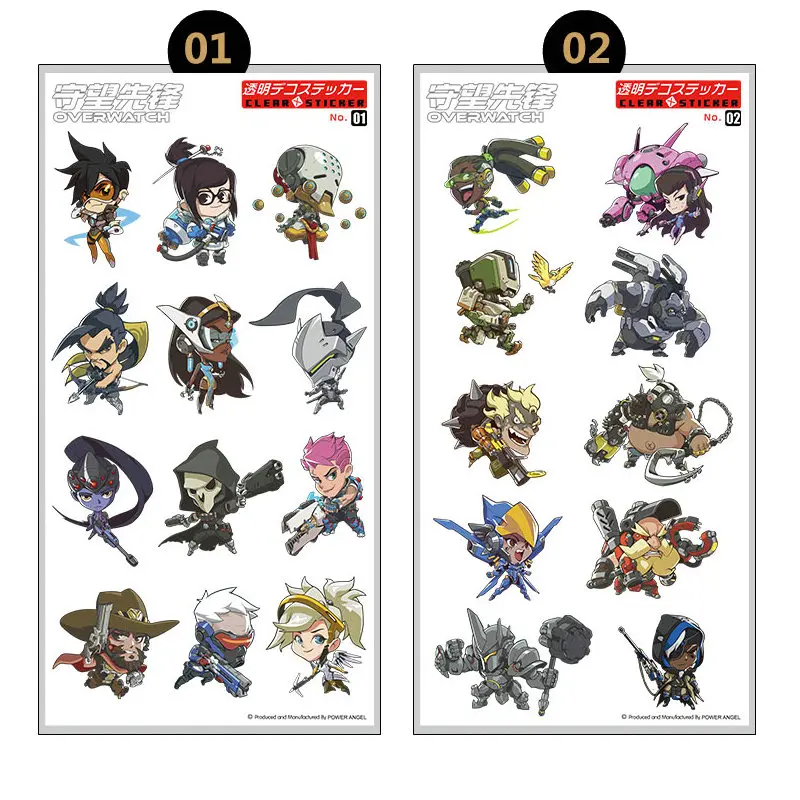 Game OW D.VA LUCIO MERCY Sticker Anime Stickers Waterproof Plastic Transparent Decal Toy Stiker For Phone Laptop Book