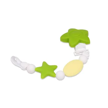 

MIYOCAR BPA free safe food grade silicone Teether pacifier clip green white silicone beads pacifier chain holder dummy clip