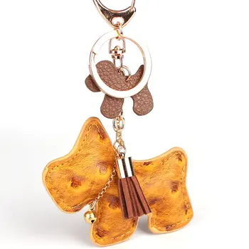 

Multicolor Cute PU Leather Dog Keychain For Keys Animal Key Chain Car Key Ring Key Holder Women Bag Charm Pendant