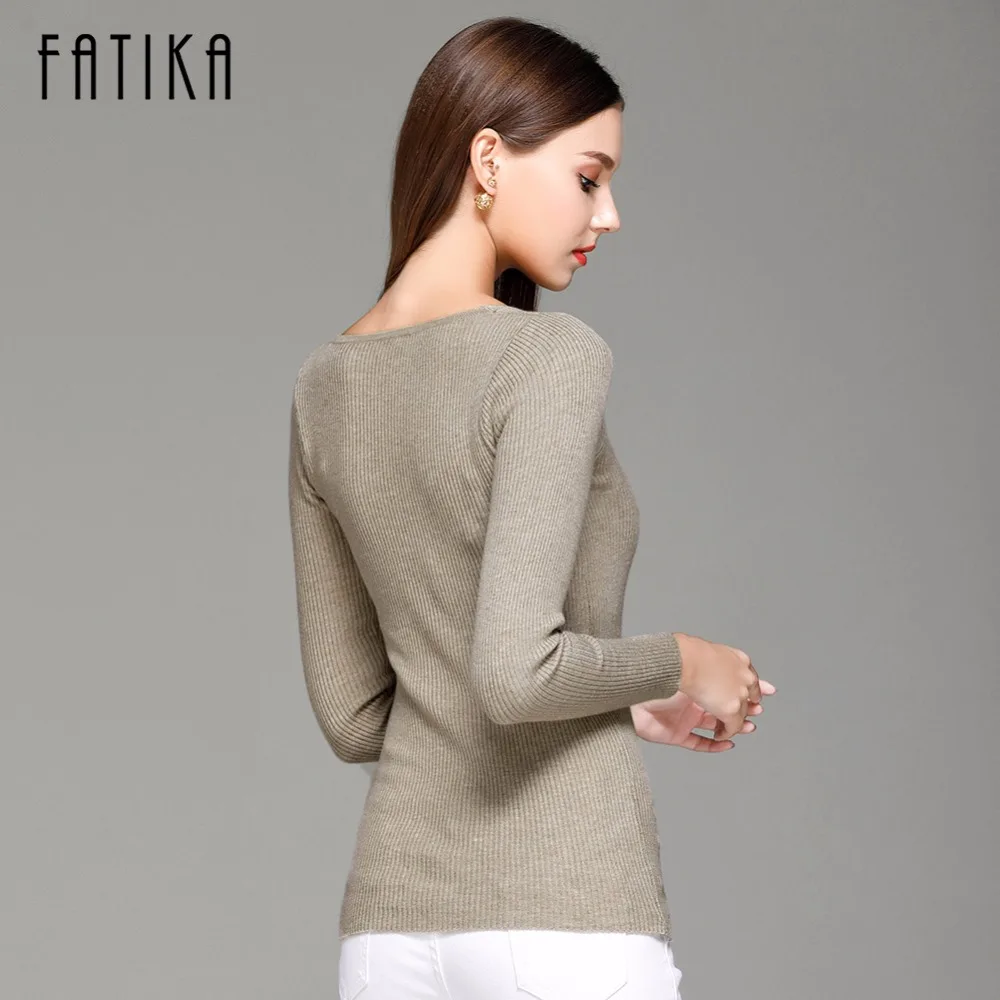 FATIKA Womens Autumn Winter Cotton Blend Sweater V-Neck Pullovers Long Sleeve Jumpers Womens Knitted Sweaters FATIKA Womens Autumn Winter Cotton Blend Sweater V-Neck Pullovers Long Sleeve Jumpers Womens Knitted Sweaters