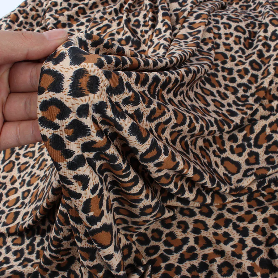 Спандекс ткань высокие эластичные платье для выступлений на сцене Забавный костюм Леопард Зебра печатных двор(150 см* 91 см - Цвет: Leopard