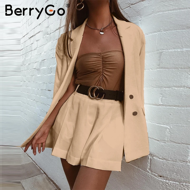 BerryGo Повседневный шорты с поясом женские пиджак короткие брюки Streetwear твердые