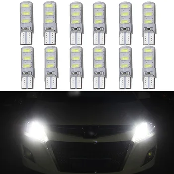 

10PCS T10 W5W 6 SMD LED Silica Gel Waterproof Wedge Light 194 2825 WY5W Silicone Shell Car Reading Dome Lamp Auto Parking Bulb