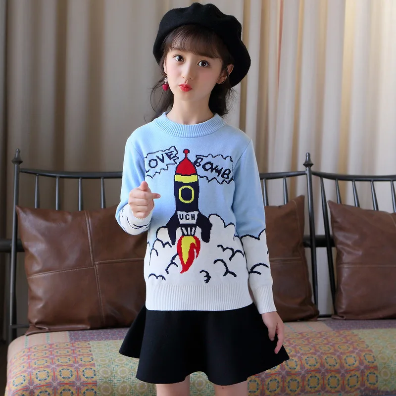 

2019 Girl's clothing Children's sweater O-Neck pullover for Girls Kids clothes Cashmere sweater Winter new Keep warm