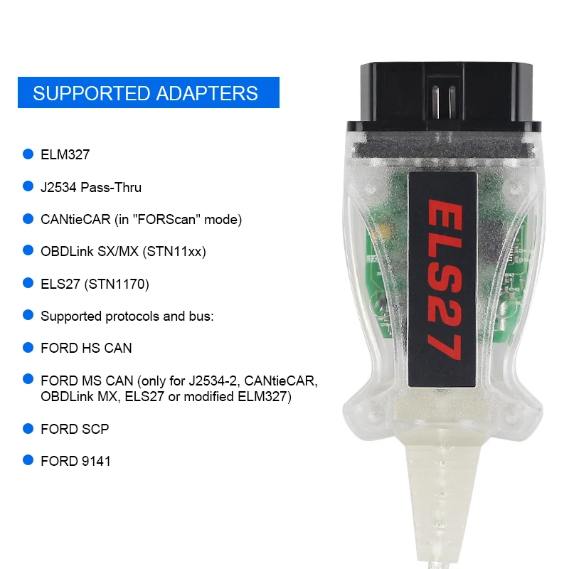 FVDIFUL ELS27 FORScan сканер OBD2 Диагностический V2.26 PIC24HJ128GP FTDI для
