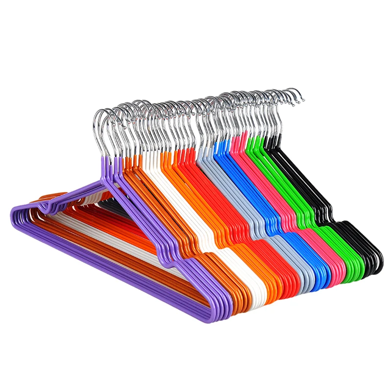 

10pcs/lot 40cm Thick anti-slip metal hanger adult plastic hangers for clothes rack stainless steel hanger