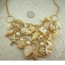 Ожерелье с искусственным жемчугом в виде раковины морской звезды, милое модное многослойное ожерелье с морской звездой и подвесками для женщин