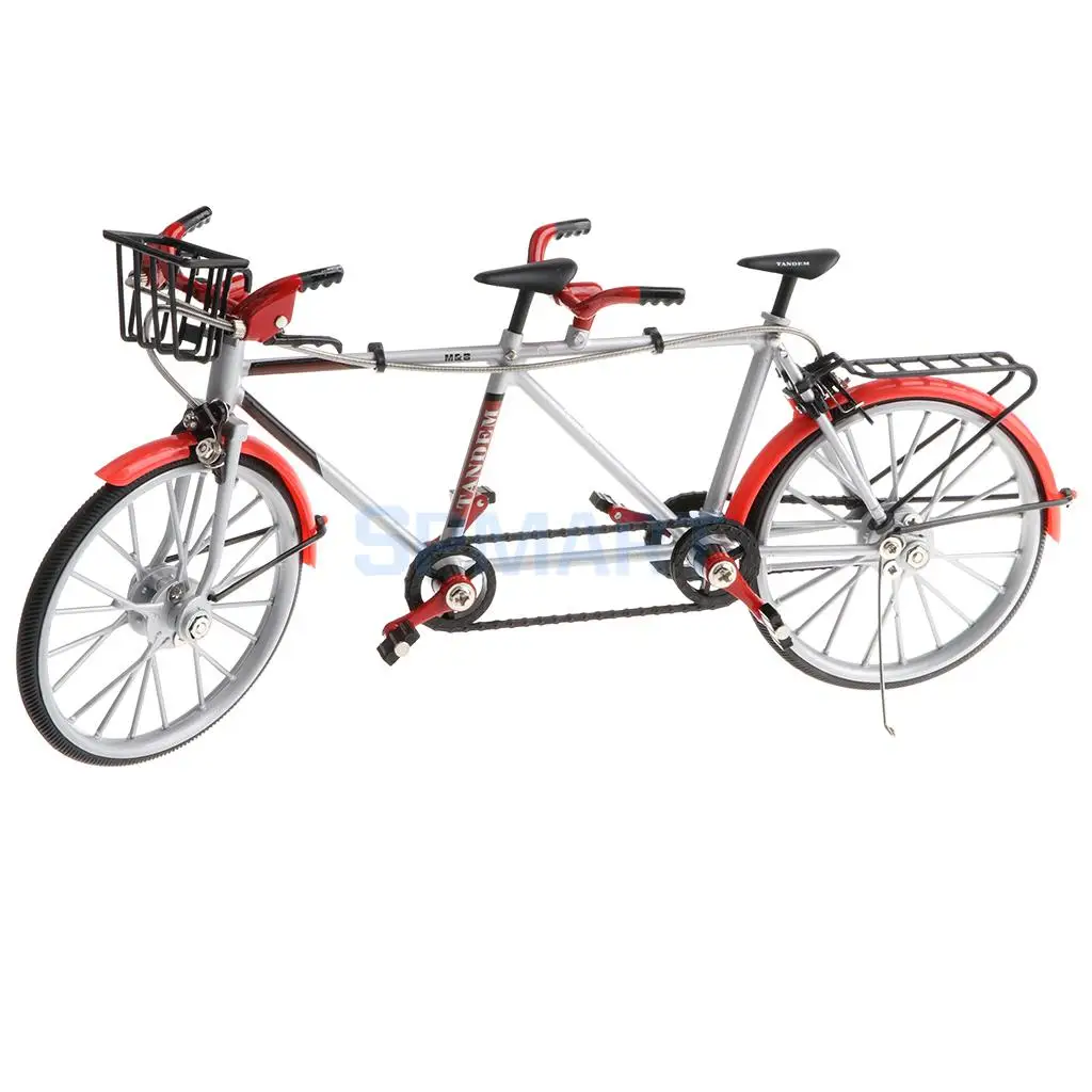 

1:10 Miniature Diecast Tandem Bike with Real Brake Model Replica Bicycle Toy for Kids Children Xmas Gift Home Ornament