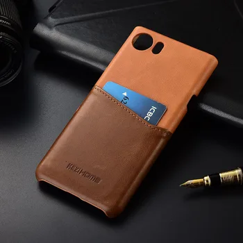 

Case for Blackberry keyone KEZiHOME Luxury Genuine Leather Hit-color Business Hard Back Cover With Card Pocket for Blackberry
