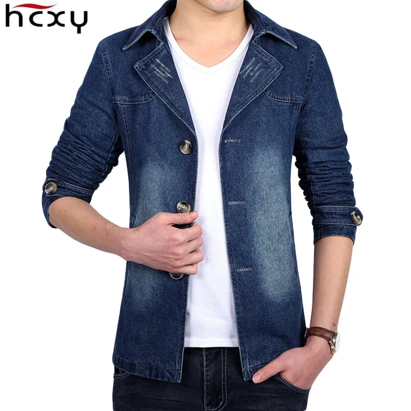 HCXY 2018 Новая осень мужской костюм Блейзер тренд джинсовый куртка Для мужчин для