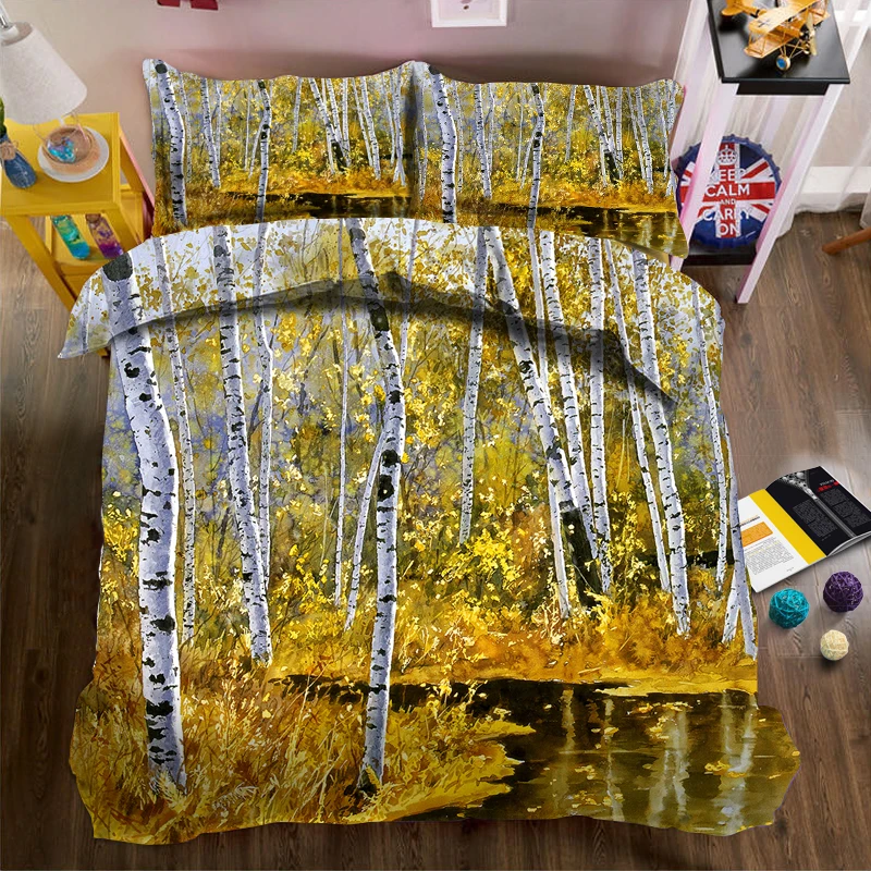 

Yellow woods 3d effect photo bed linen can be customized photo pattern