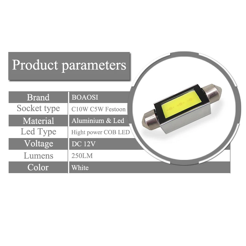 Boaosi 2x светодиодный 36 мм Canbus C5W лампы COB Подсветка салона номерной знак светильник для BMW E36 E39 E46 E90 E91 E92 E53 E60 E65 E71