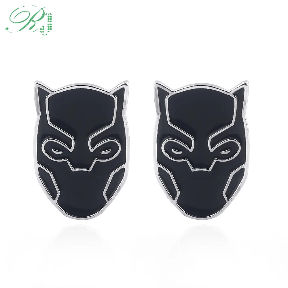 

RJ Newest Movie Avengers Black Panther Mask Stud Earrings Wakanda King T'Challa Pin Edrop Earrings Choker Keyring Men Jewelry