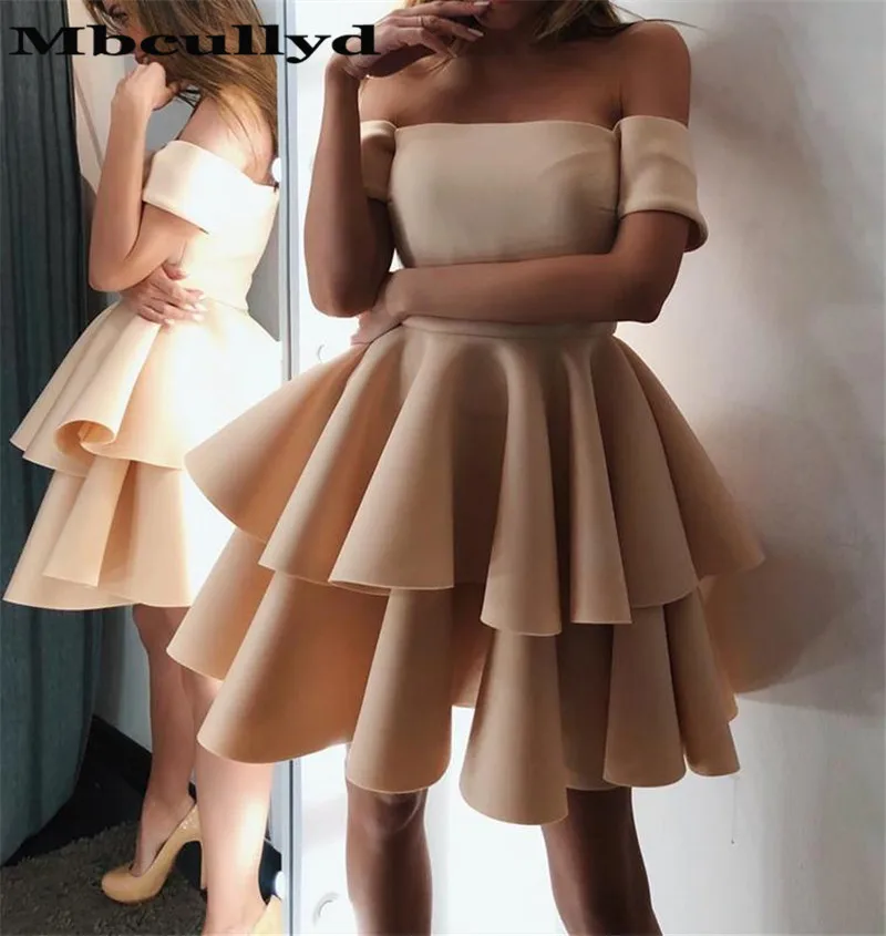 

Mbcullyd Elegant Off Shoulder Prom Dresses For Women Short Mini Dress Party Gowns New 2020 Custom Made Vestidos de fiesta