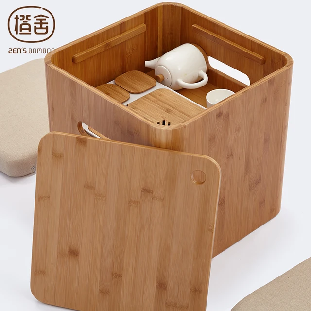 ZEN'S BAMBOO Storage Ottoman Stool Japanese Coffee Table Small Table Home Funiture in Stools