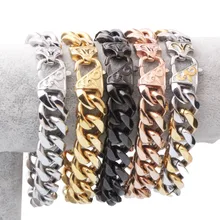 Высокое качество Нержавеющая сталь браслет Для мужчин ювелирные изделия 22 см 12/15 мм толщиной кубинский Мужская цепочка Браслеты