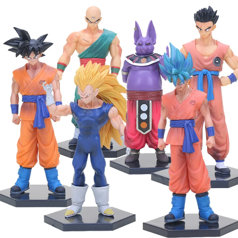 

6pcs/set 15cm Dragon Ball Z Super Saiyan Son Goku Gohan Vegeta Tien Shinhan Goku PVC Action Figure Collectible Model Toy
