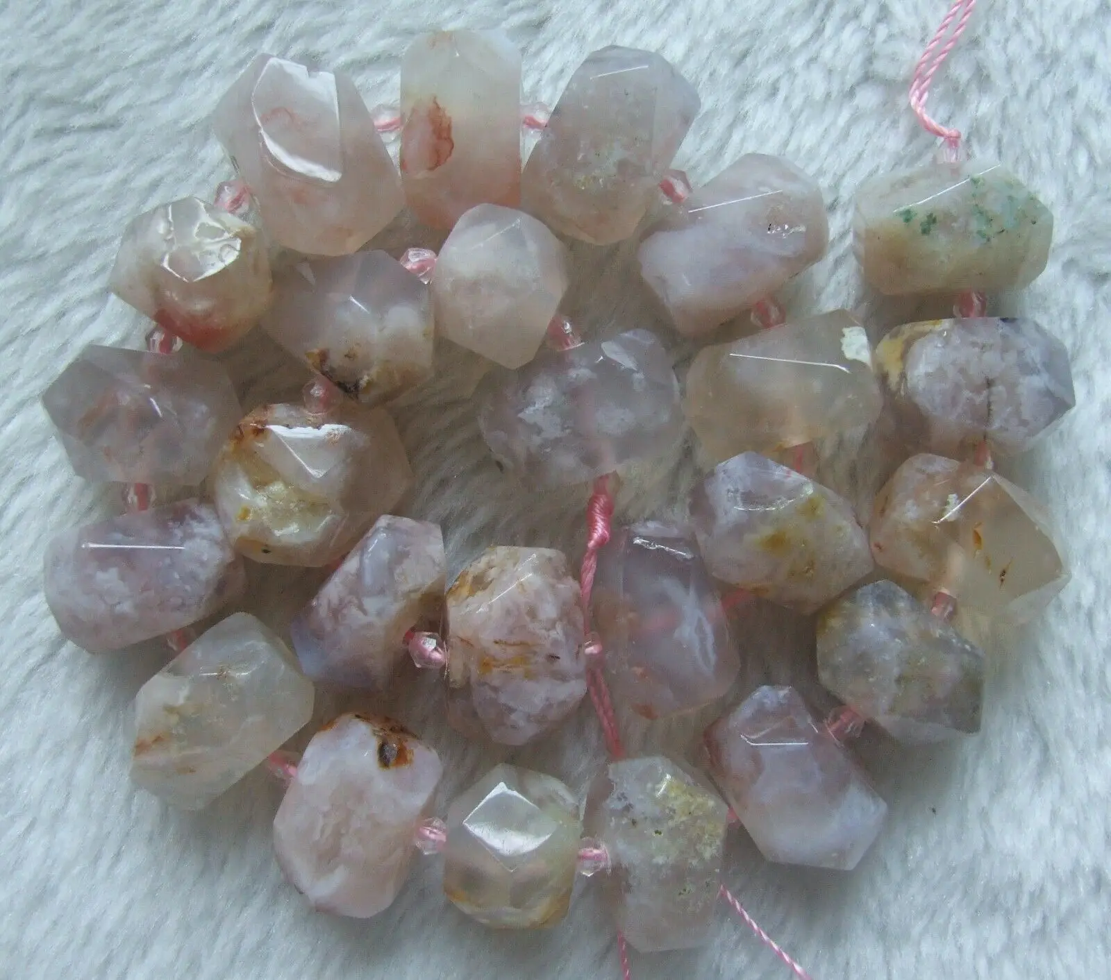 

13x20mm Natural Pink Sakura Agate Nugget Loose Beads 15.5Inch