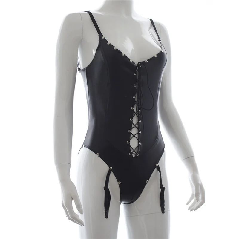 CFYH боди белье женское Бандажное Ropa Interior Mujer пикантный, эротичный Эротическое белье из искусственной кожи Эротическое белье из латекса нижнее белье боди