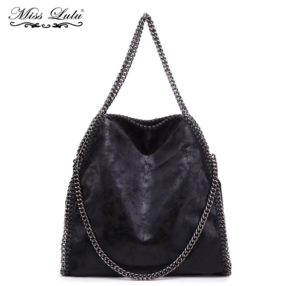 

Miss Lulu Women Falabellas Leather Shoulder Bags Slouch Hobo Bag Female Chains Bolso Socialite Tote Sac A Main Handbags YD1760