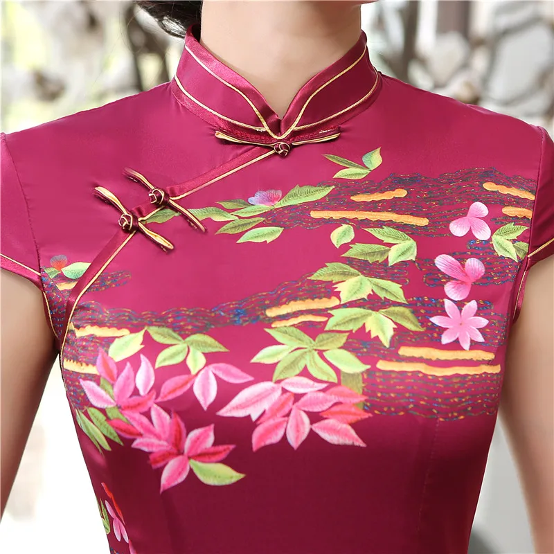 Шанхай история долго Cheongsam из искусственного шелка китайский высокое Разделение Qipao платье двойной Слои Винтаж платье Чонсам тонкий