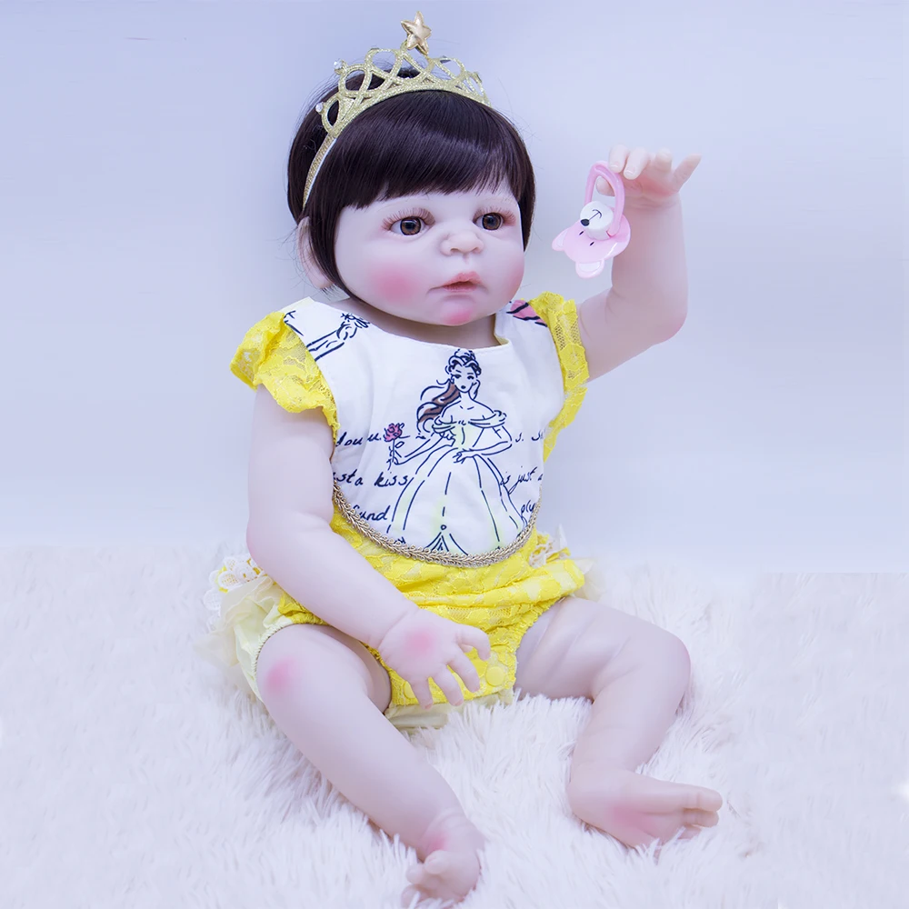 

high quality reborn princess girl doll full Silicone vinyl True touch cute Baby Bonecas girl bebe doll reborn menina bath toy