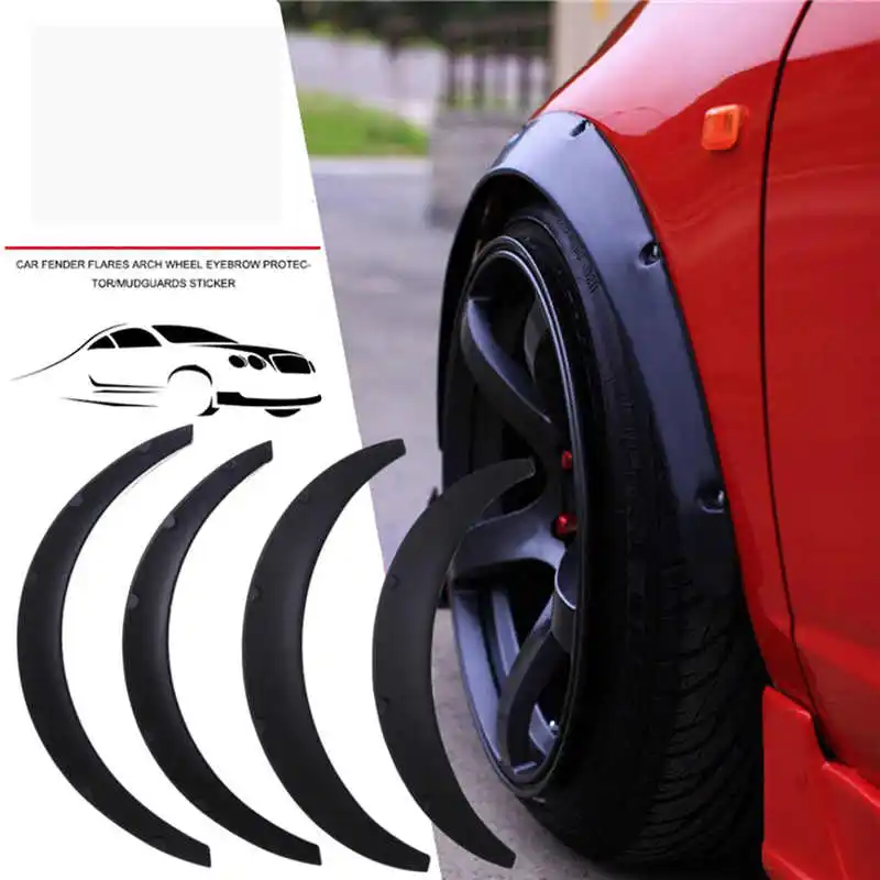 

Car Flare Wheel Lip Body Kit Universal Auto Trunk Mudguard Wheel Wide Body Arches Black Flaps Splash Guard Flares Cover 4PCS/SET