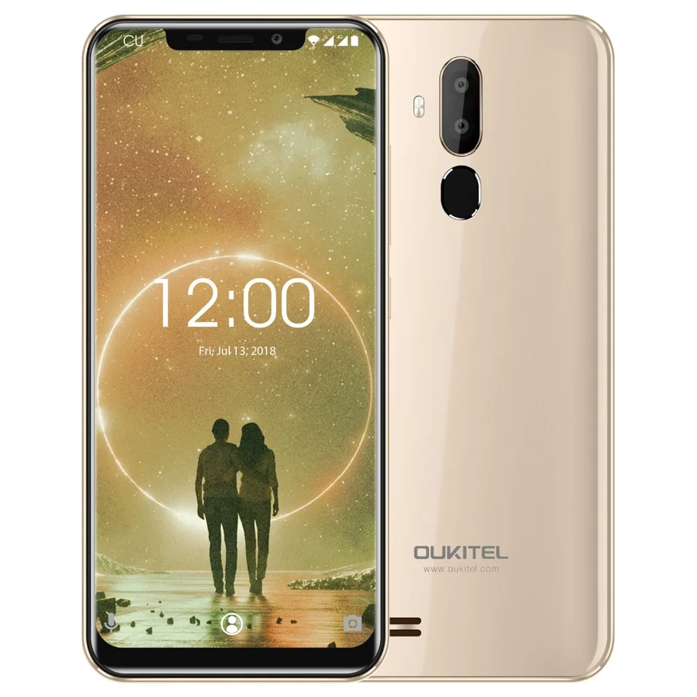 OUKITEL C12 Face ID 6,1" 19:9 смартфон отпечатков пальцев Android 8,1 мобильный телефон MTK6580 4 ядра 2G Оперативная память 16G Встроенная память 3300 mAh разблокировать