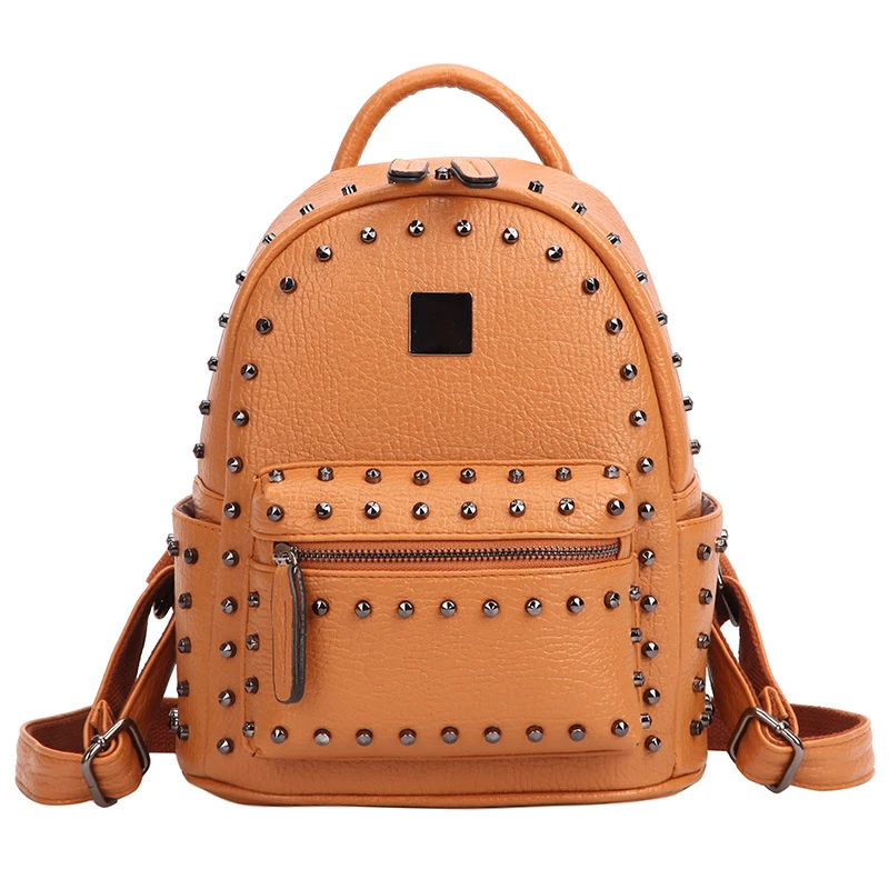 

SGARR High Quality Women PU Leather Backpack Fashion Rivet School Bags For Teenage Girls Casual Small Female Travel Backpacks