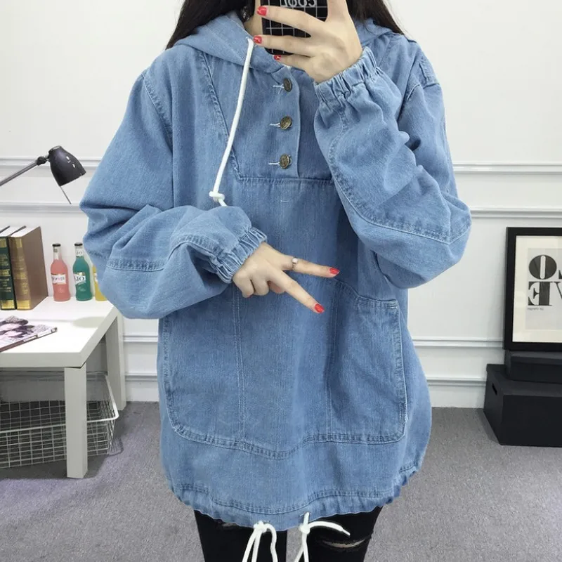 EXOTAO женские джинсы толстовки Весна Осень Harajuku джинсовый спортивный свитер Лидер