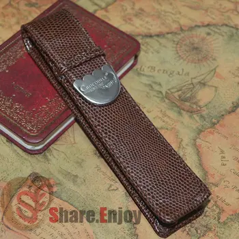 

CROCODILE LUXURY BROWN ROLLER AND FOUNTAIN PENS CASE HOLDER FOR 1 PEN