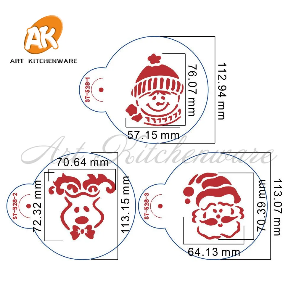 3 шт Рождественский трафарет для выпечки набор помадки трафарет торты инструменты помадки формы декоративные трафареты для краски печенья инструменты ST-528
