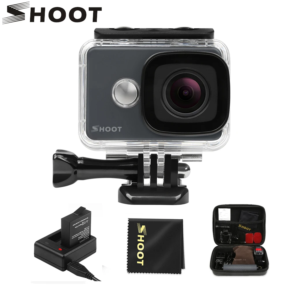 SHOOT 45M Waterproof 4K Action Camera 14MP 1080P/60FPS Ultra HD WiFi Sport Cam with 170 Wide Angle