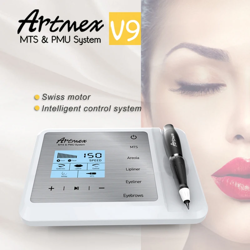 Новейшая Перманентная тату машинка для макияжа Artmex V9 Eye Brow губ Вращающаяся ручка MTS PMU система с V9 иглой татуировки