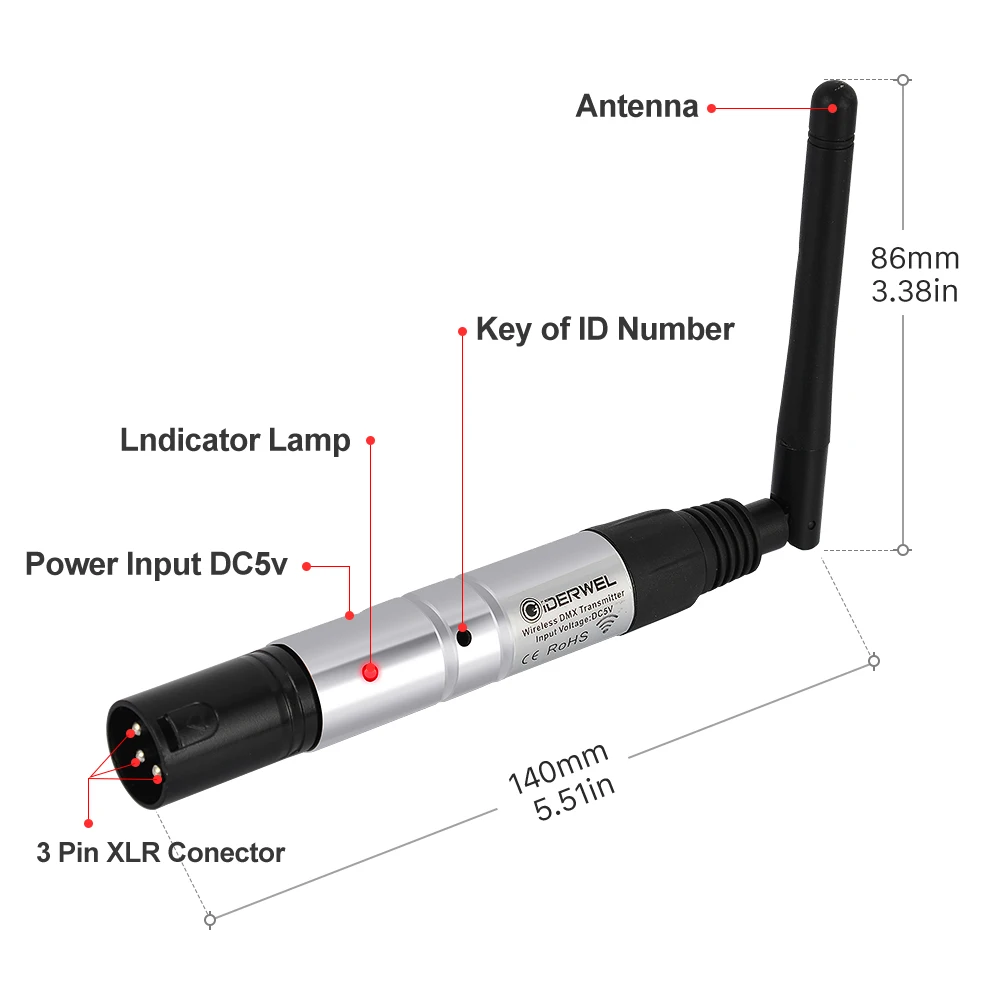 2,4G dmx 512 беспроводной передатчик и приемник DJ Беспроводная система приемник 2,4G для Светодиодный сценический световой эффект управления