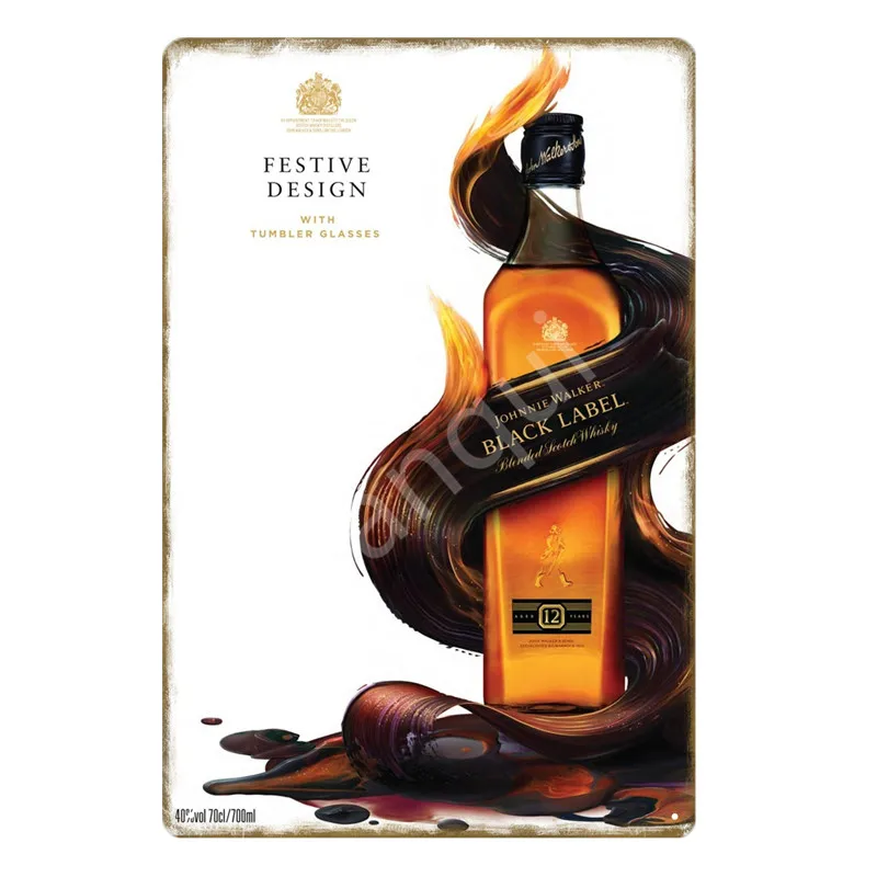 Металлические жестяные знаки Johnnie Walker для виски пива красная синяя золотая