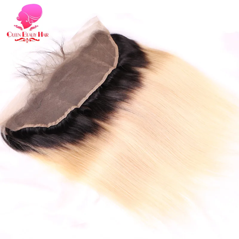 QUEEN BEAUTY 1B/613 блонд Омбре пряди с закрытием фронтальные бразильские Прямые Remy