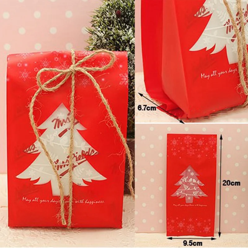 

5 Pcs Christmas Candy Box New Year Gift Box Xmas Tree Snowflake Gift Bag Cookies Pack Bag Plastic Bags For Event Party
