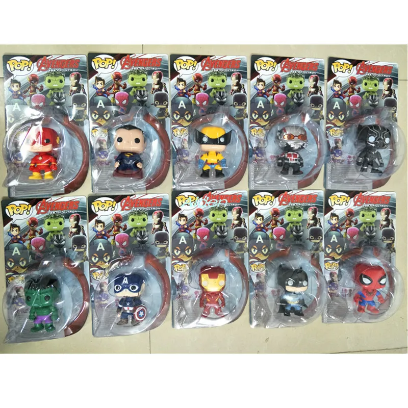 

4" The Avengers Superhero Captain America Hulk Batman Iron Man Spider Man PVC Action Figure Collectible Model Toy OPP 10CM B1971