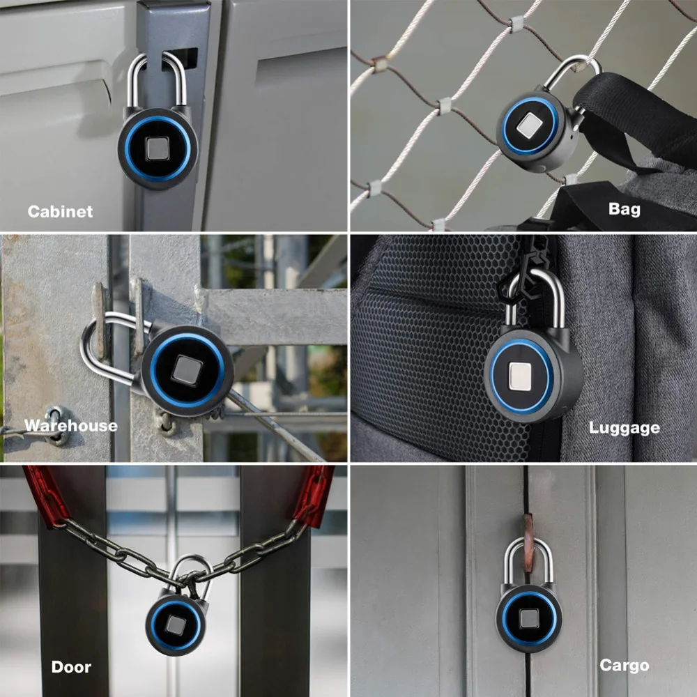 HonesThing Mini Keyless Fingerprint Lock IP65 Waterproof Bluetooth Security Padlock Electric Lock APP Remote Control for Cabinet 5
