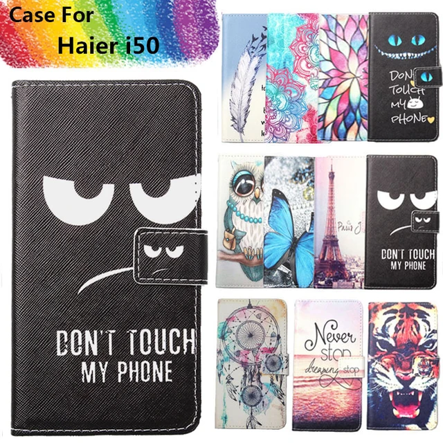 Best Price Fashion 11 Colors Cartoon Painting PU Leather Magnetic clasp Wallet Cover For Haier i50 Case