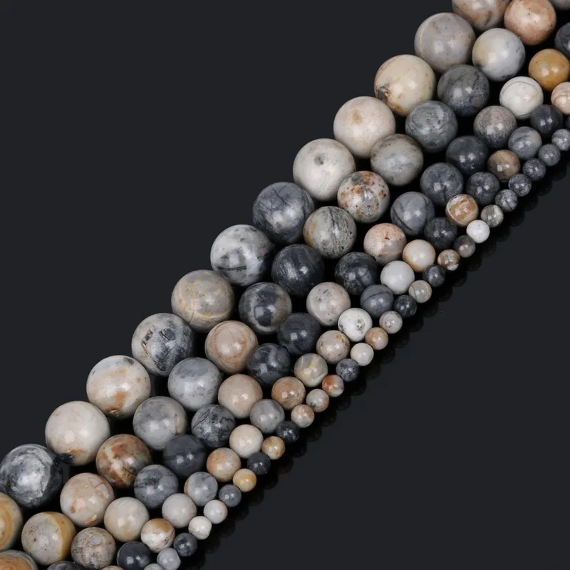 

Wholesale 4 6 8 10 12mm Natural Stone Picasso Loose Beads For Jewelry Making Strand 15"