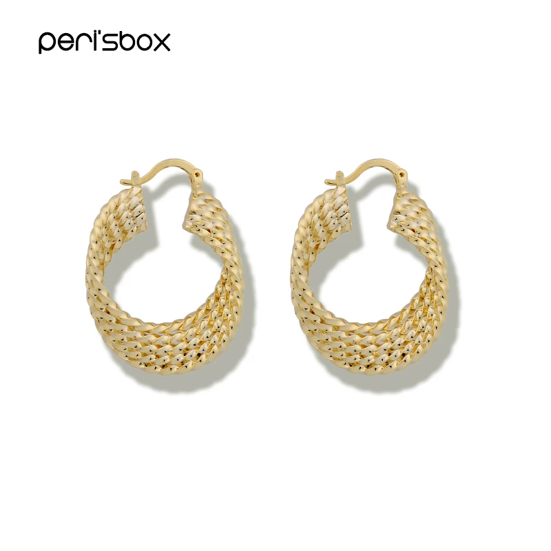 

Peri'sBox Gold Sliver Color Big Twisted Hoop Earrings for Women Metal Multi Circle Earrings Statement Geometric Earrings Bohemia
